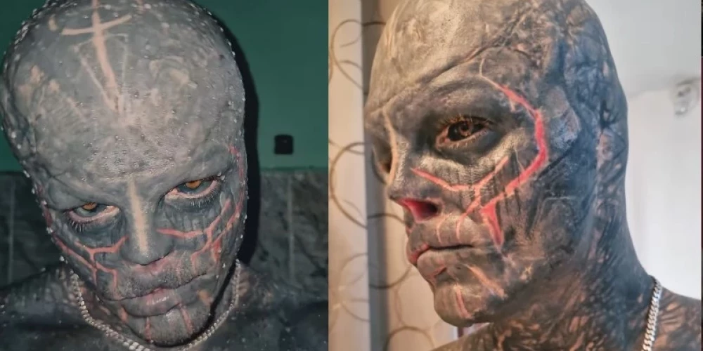 "Черный инопланетянин" Лофредо приезжает в Елгаву: встреча с татуированным художником