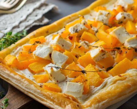 Тарт с тыквой, фетой и травами за 30 минут