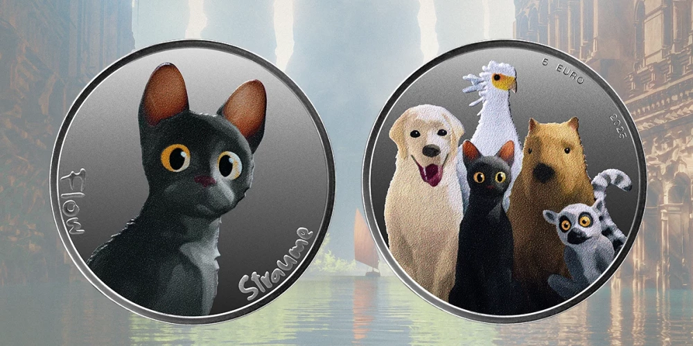 Банк Латвии запускает монету «Поток» за 77 евро, посвящённую фильму-лауреату «Оскара»