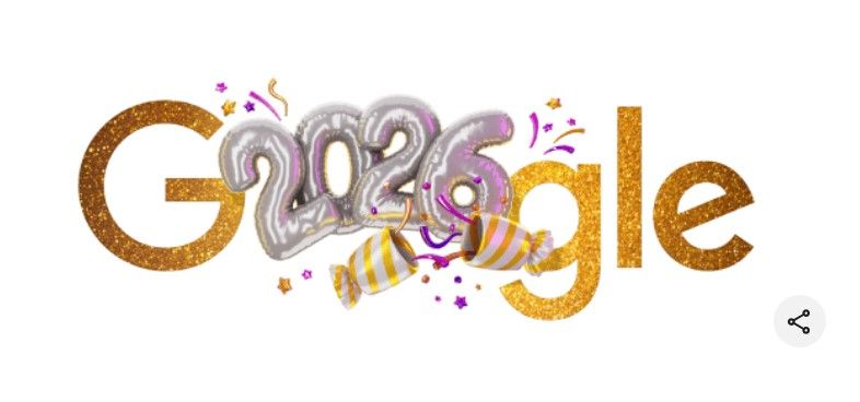 Google представил новогодний дудл в честь наступающего 2026 года