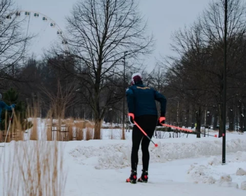 В Риге открыта бесплатная лыжная трасса с платным прокатом инвентаря