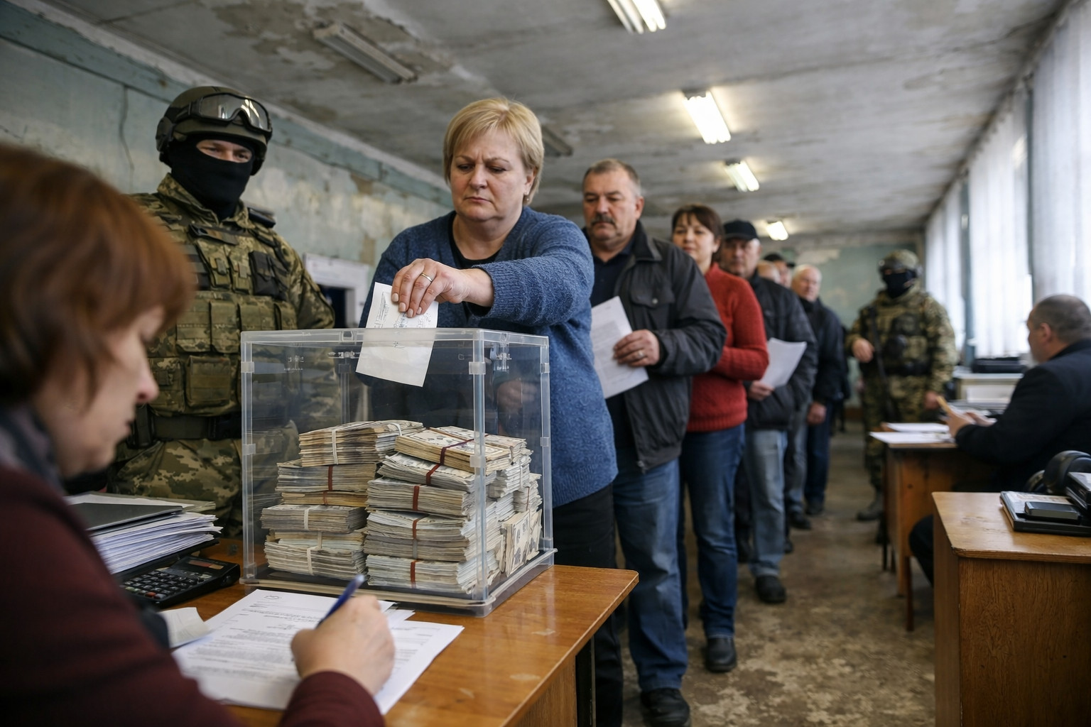 Систематизация финансовой поддержки военных действий через ежемесячные отчисления с зарплат бюджетников в депрессивном регионе