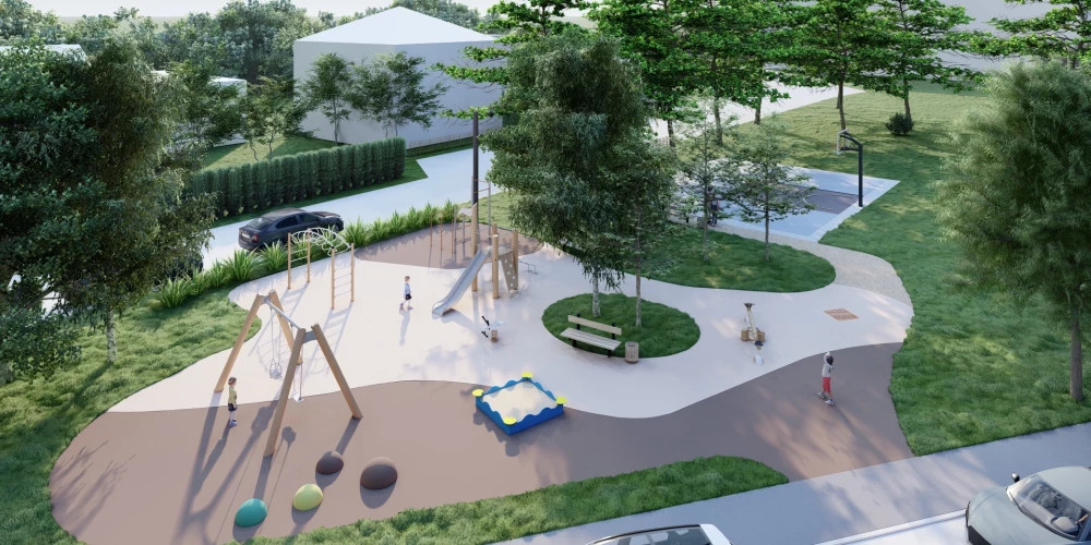 В Пурвциемсе начинается создание зоны отдыха для детей и молодежи с площадкой для баскетбола 3х3