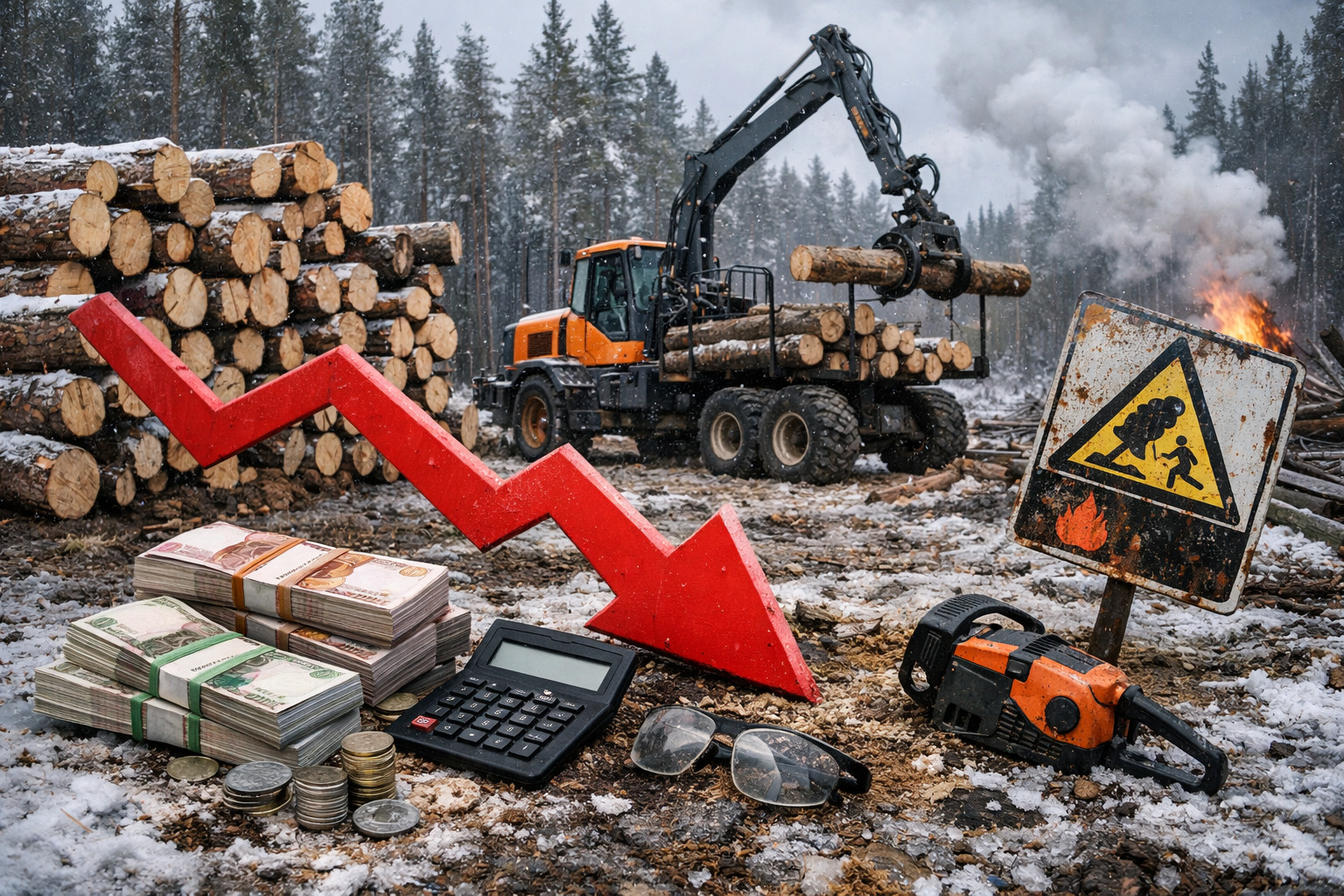 Лесная отрасль России на грани коллапса: финансовые показатели достигли критической отметки