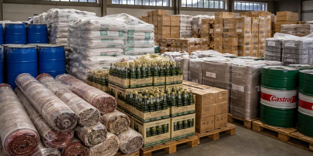 Склад санкционных товаров в Риге: ковры из России и удобрения из Беларуси