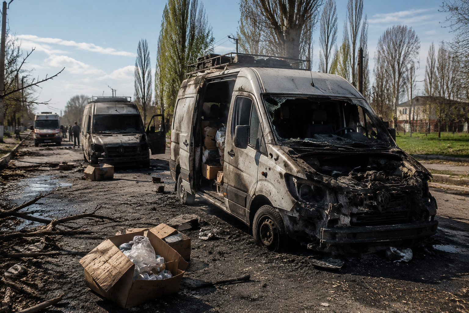Атака на гуманитарную колонну в Херсоне: дрон поразил волонтерский конвой