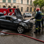 Автомобиль загорелся у Президентского дворца в Риге, водитель не пострадал