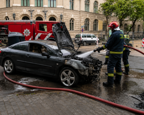Автомобиль загорелся у Президентского дворца в Риге, водитель не пострадал