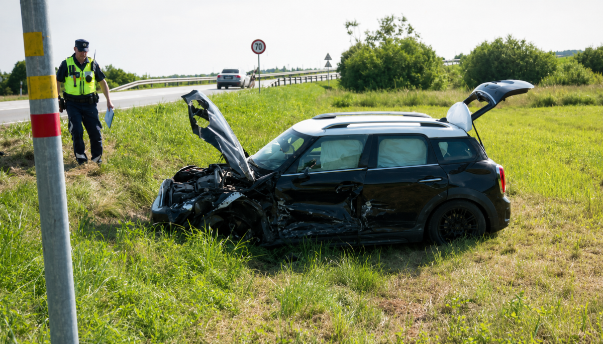 ДТП у Калнциемского моста в Латвии: Mini Cooper перевернулся после столкновения с BMW