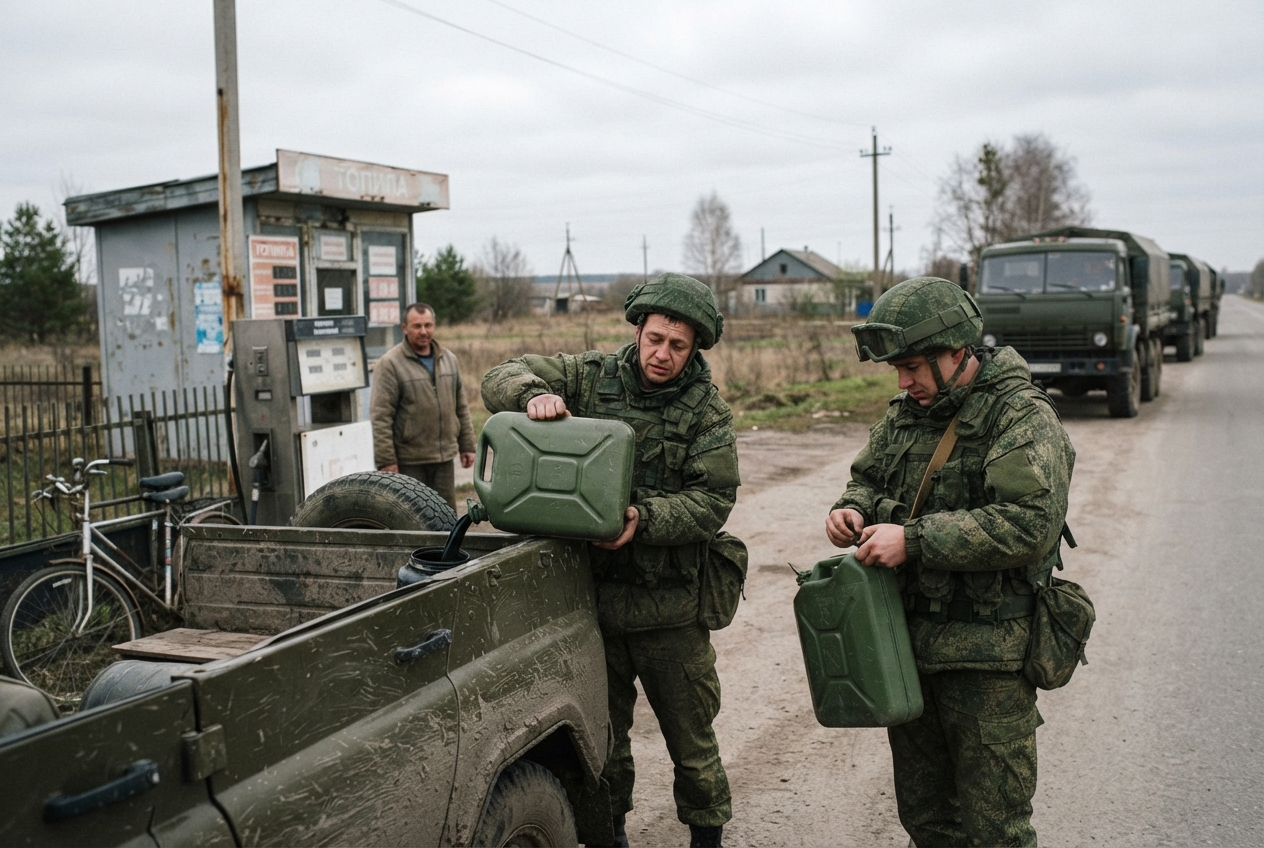 Топливный кризис в российской армии вынуждает военных ходить пешком и заправлять технику за свой счёт