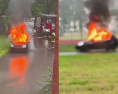 Поджог или техническая неисправность: автомобиль сгорел возле школы в Риге