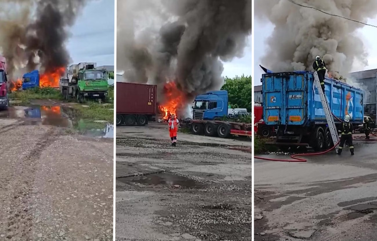 В Риге загорелся прицеп грузовика с бытовой техникой и металлоломом