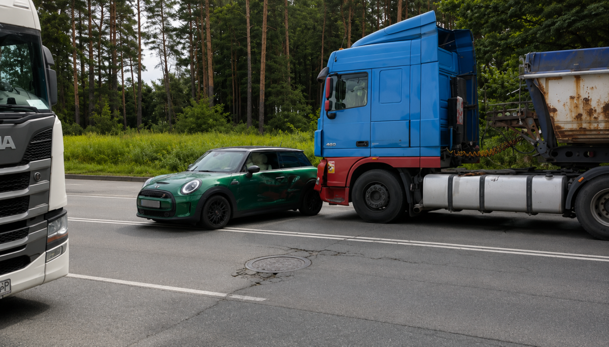 Водитель Mini Cooper пострадала в ДТП с грузовиком в Риге из-за "слепой зоны"