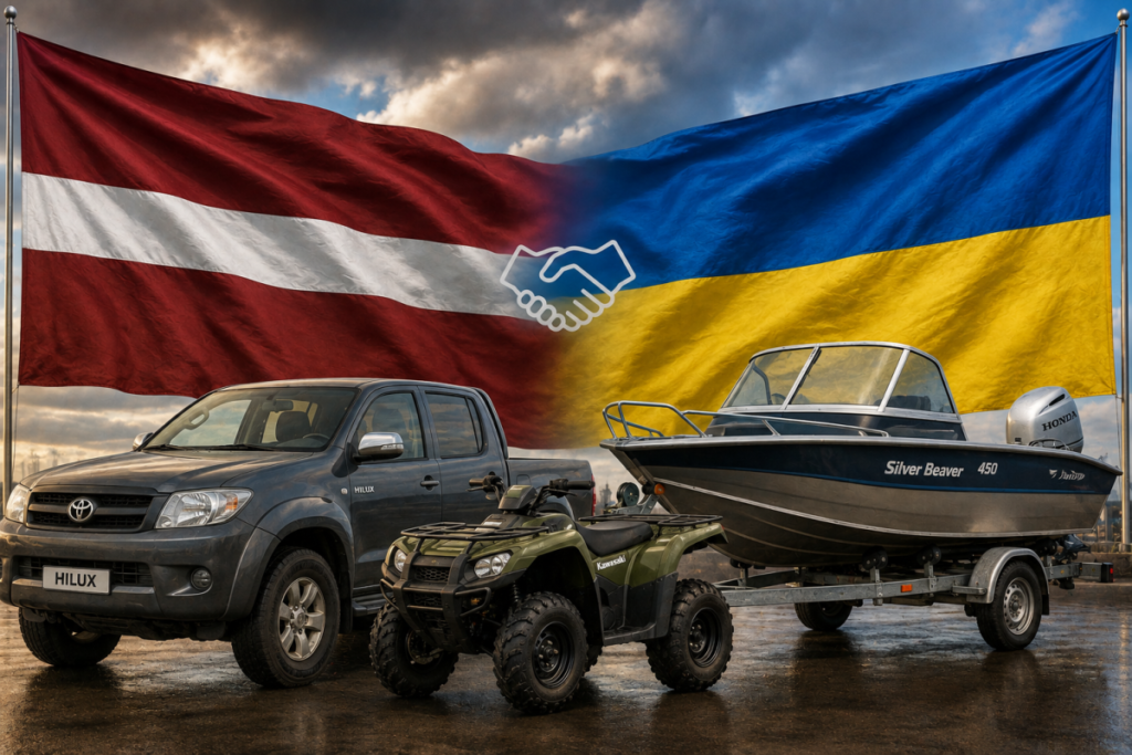 Латвия передаст Украине три автомобиля, квадроцикл и лодку в качестве гуманитарной помощи