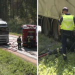 Водитель грузового автомобиля пытался потушить пожар на Рижской объездной дороге до приезда спасателей