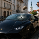 Женщина в Таллинне повредила Lamborghini, бросив в него камень на 70 000 евро