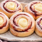 Немецкие булочки с начинкой из сливы и заварного крема
