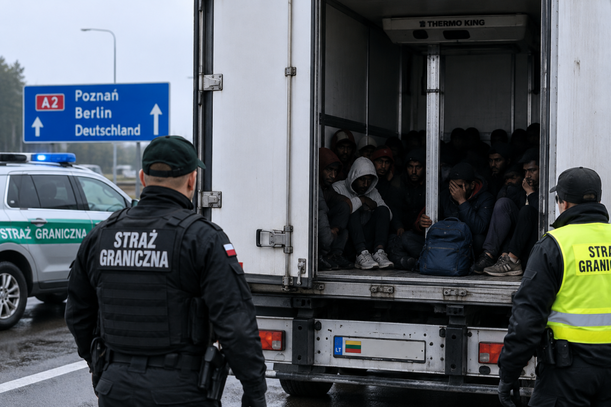 Польша задержала 34 мигранта, просивших убежища в Латвии, в грузовике на пути в Германию