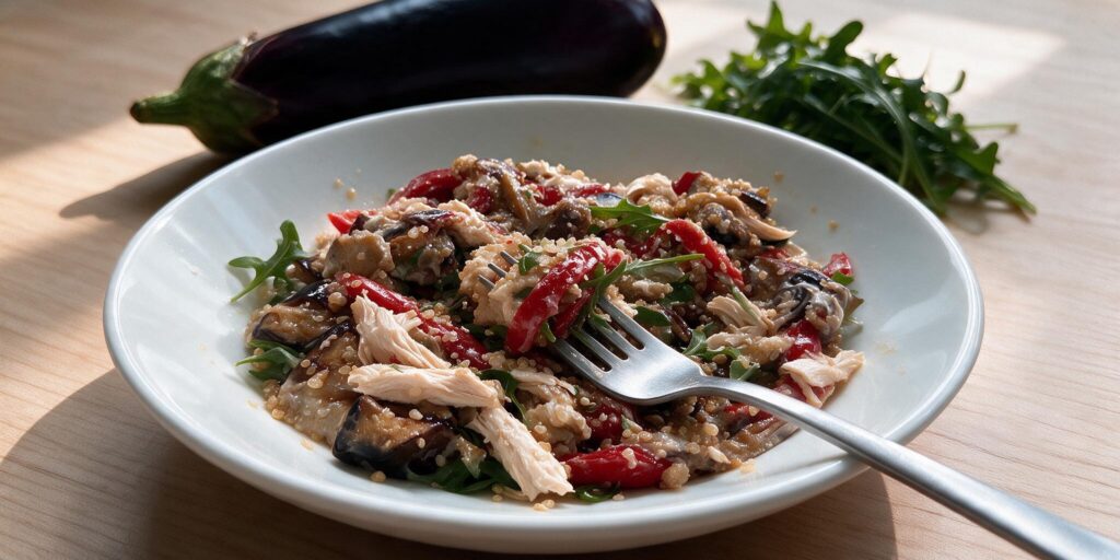 Рецепт салата с курицей, киноа и овощами в формате ПП