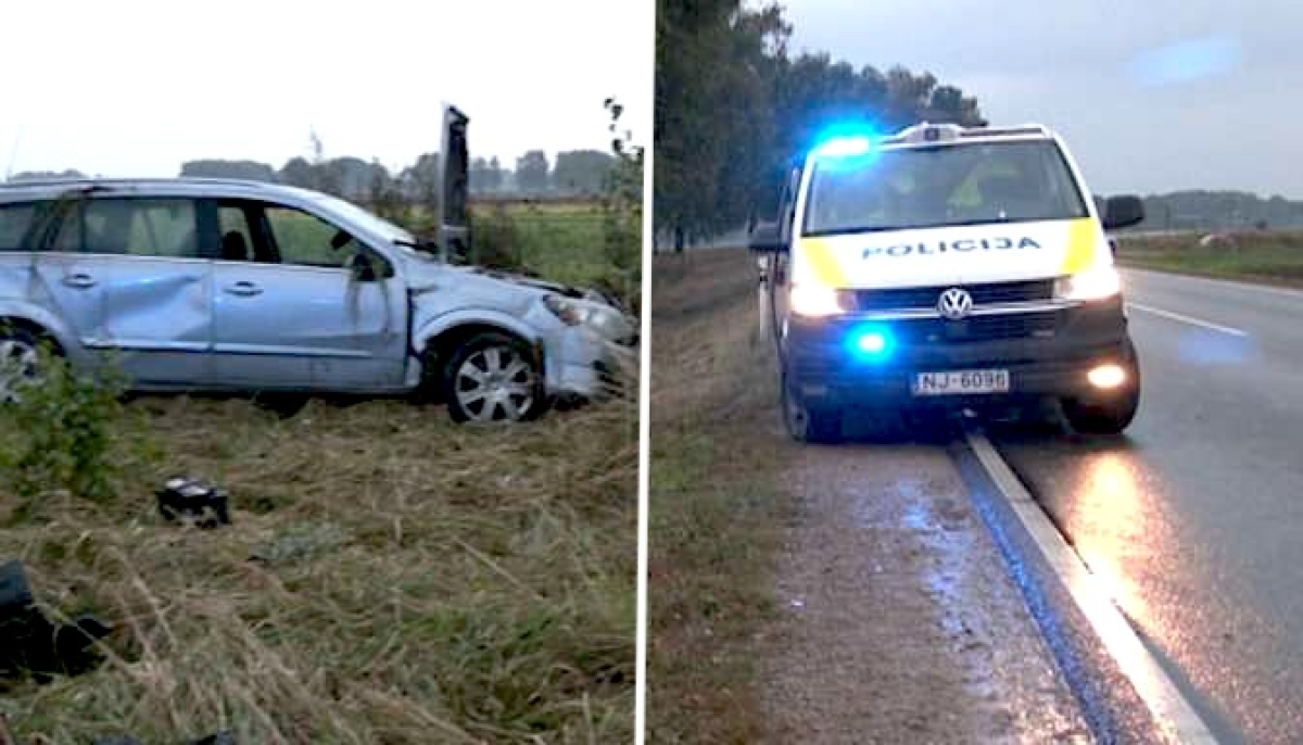 Водитель Opel с алкоголем почти 3 промилле попал в аварию после погони под Иецавой